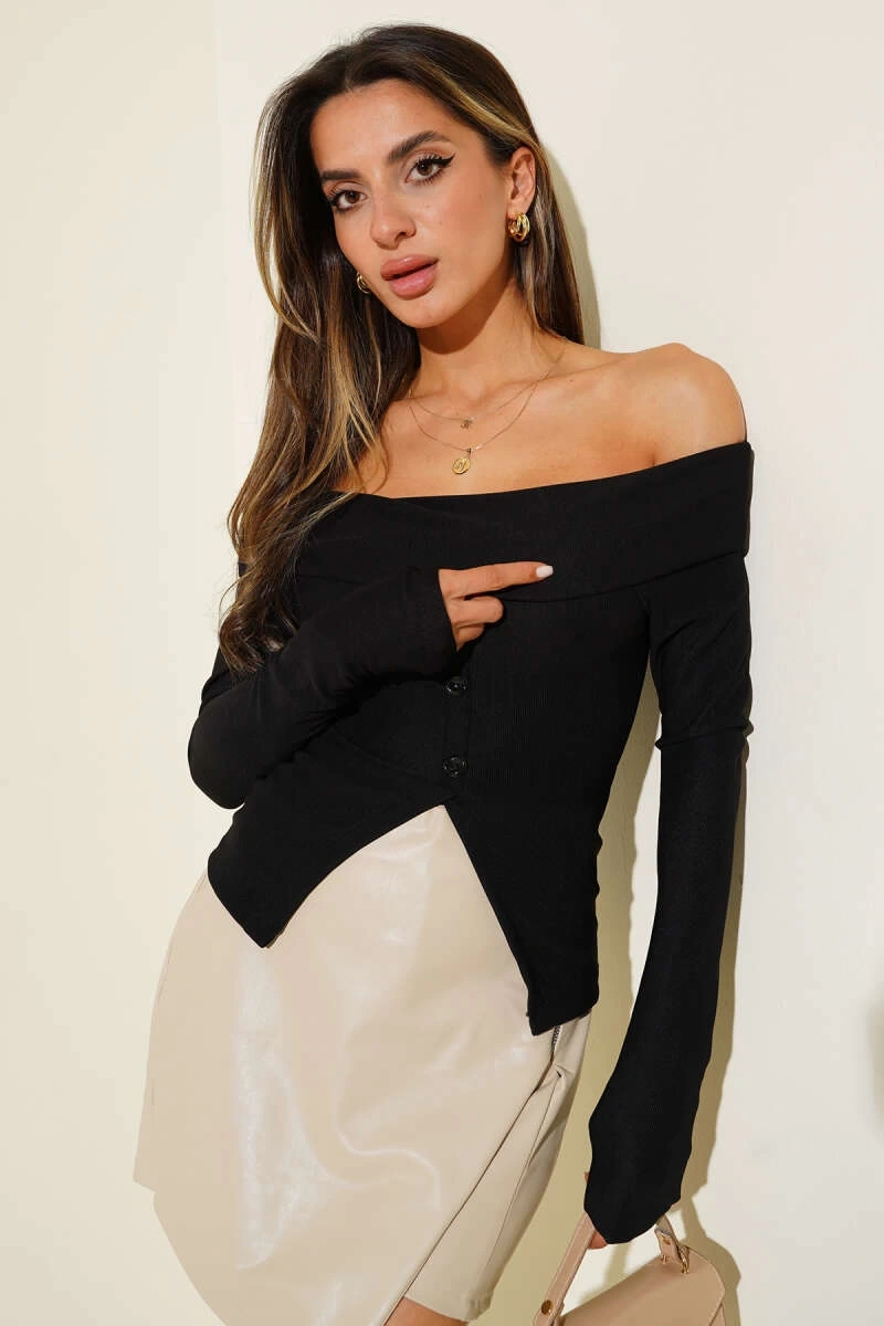 Madonna Yaka Düğme Detay Bluz - 0170