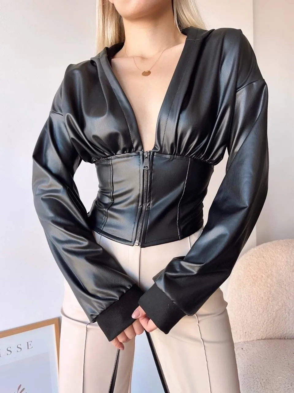 Kapuşonlu Yarım Fermuar Ceket - 0274