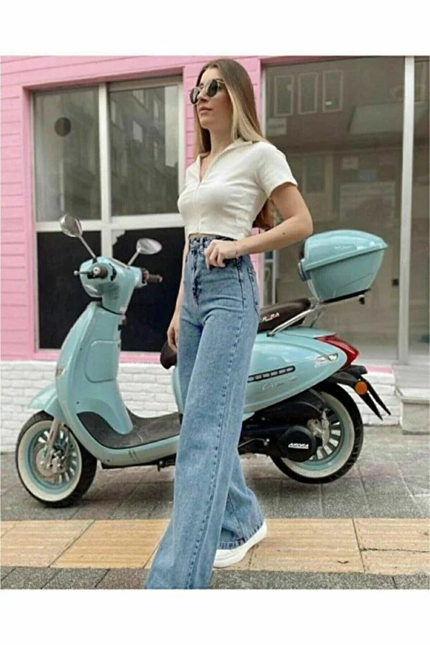 Mavi Süper Yüksek Bel Salaş Jeans Palazzo Pantolon Süper Yüksek Wide Leg - 0305