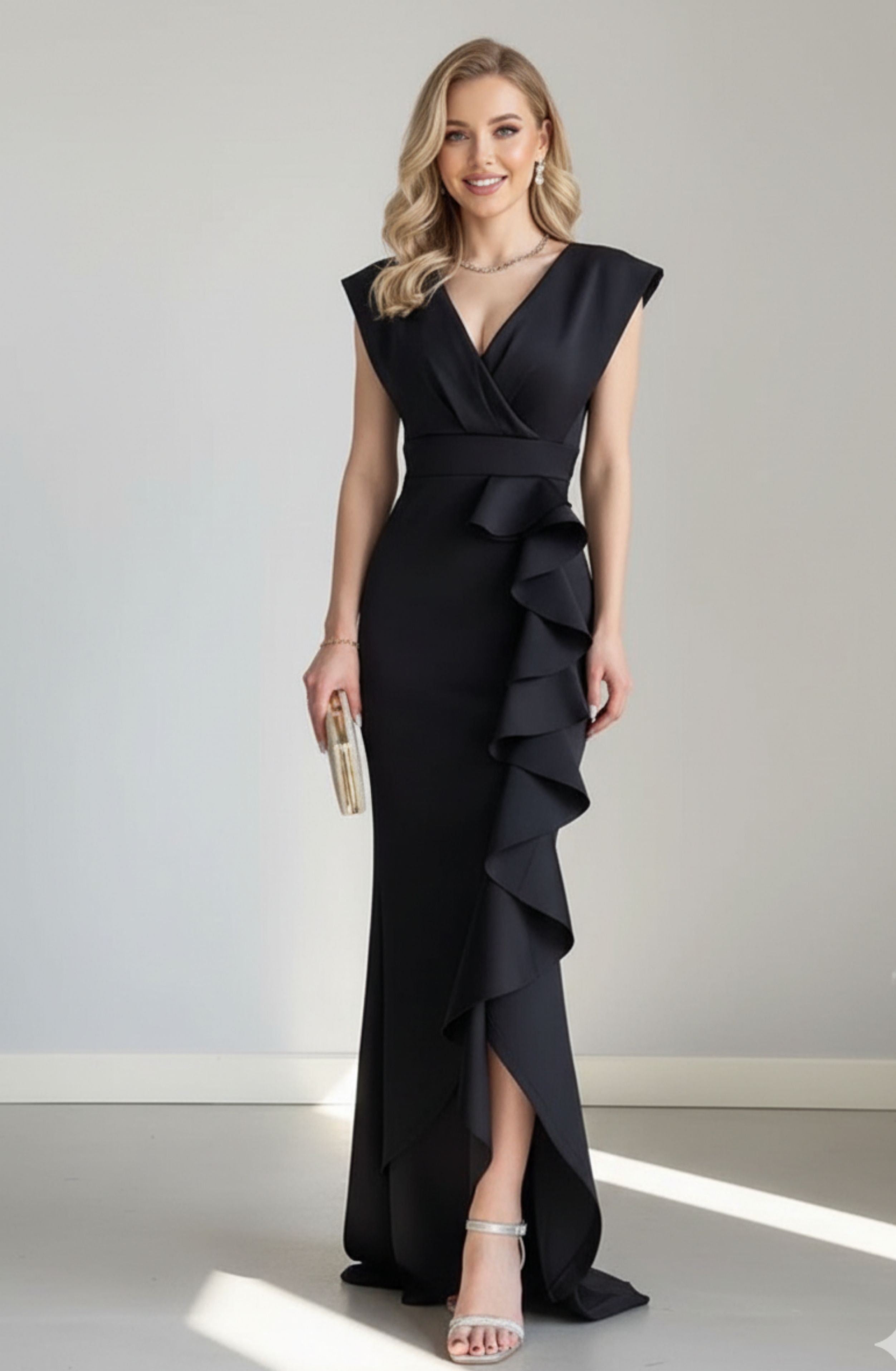 Kruvaze Yaka Abiye Elbise - 0214