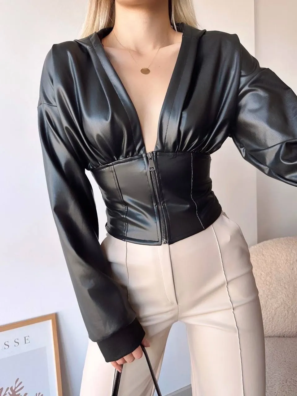 Kapuşonlu Yarım Fermuar Ceket - 0274