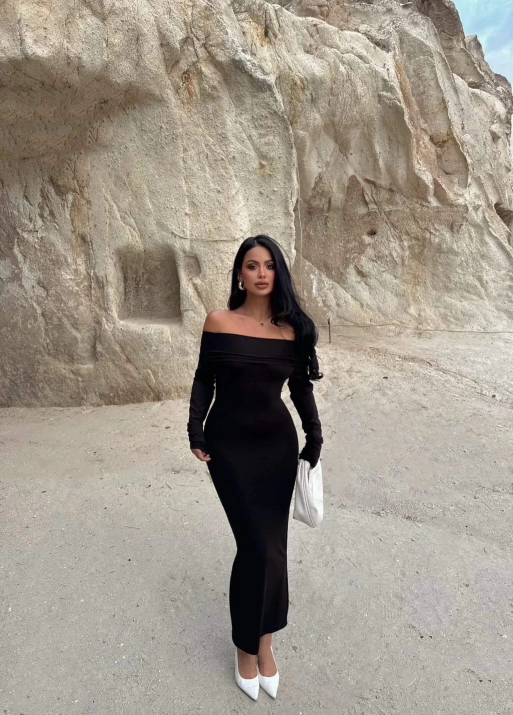 Madonna Yaka Uzun Kollu Elbise - 0183