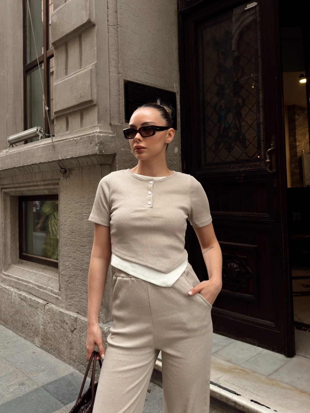 Asimetrik Detay Kadın Alt Üst Takım - 0186