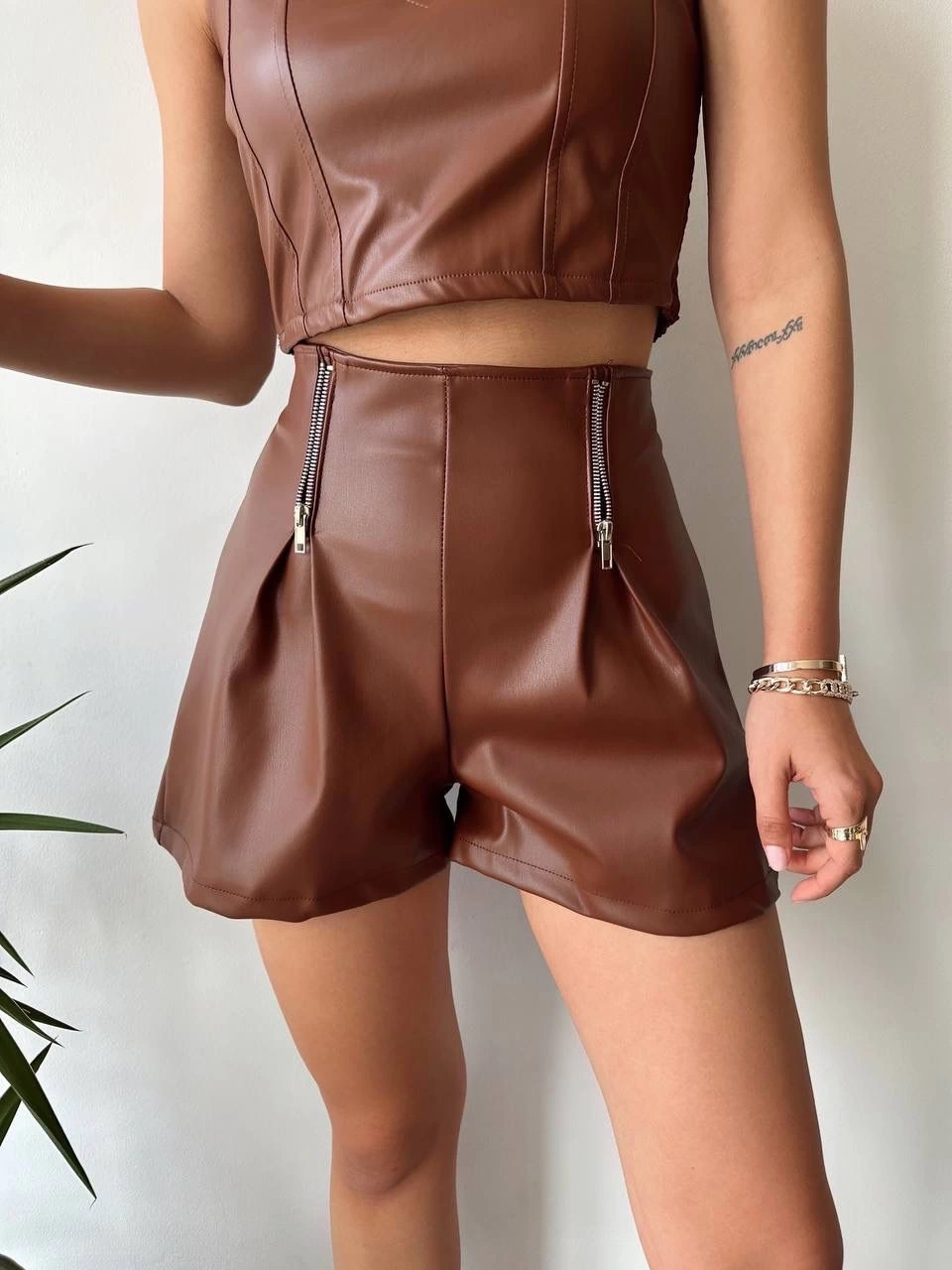 Cep Detaylı Deri Etek - 0152