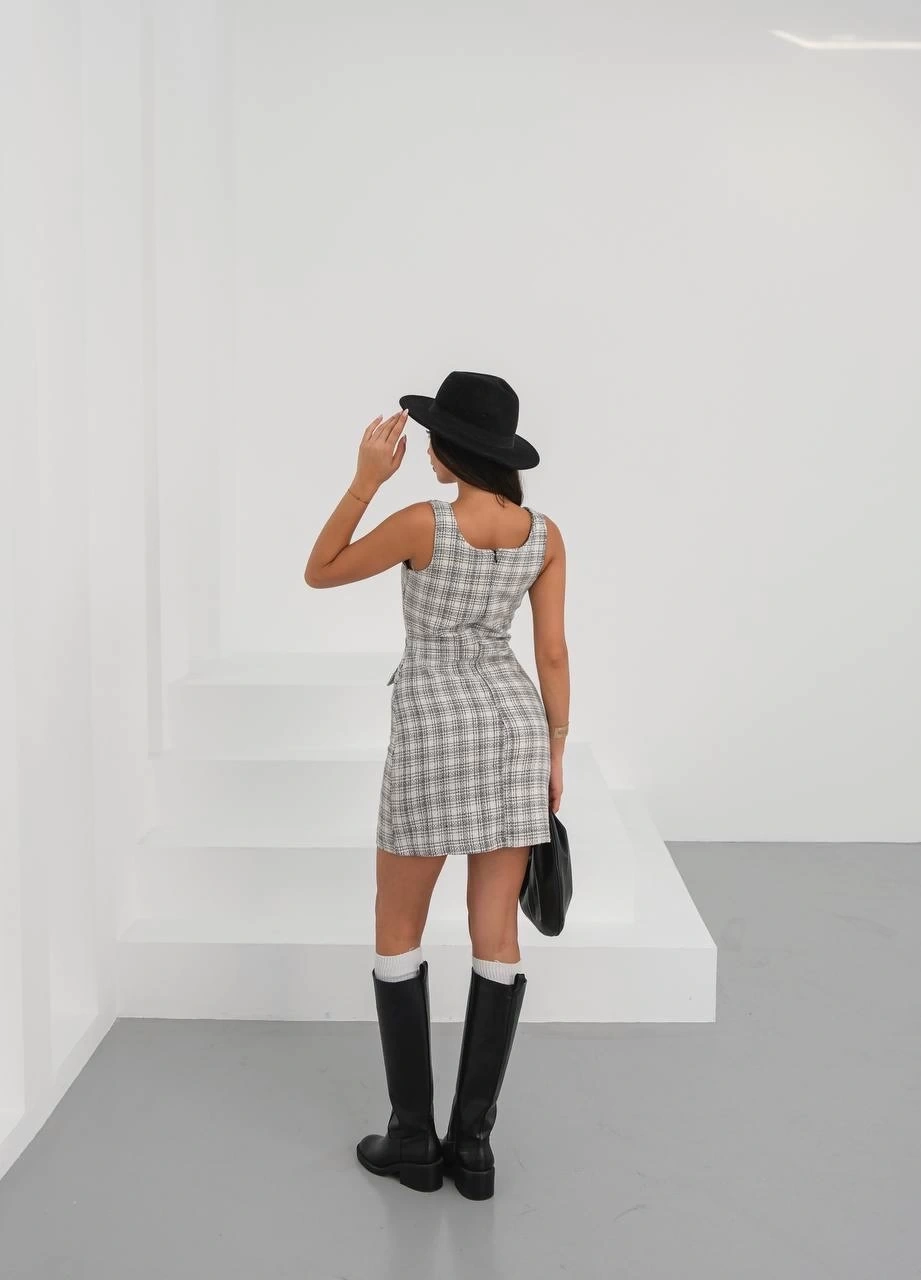 Askılı Kare Yaka Elbise - 0155
