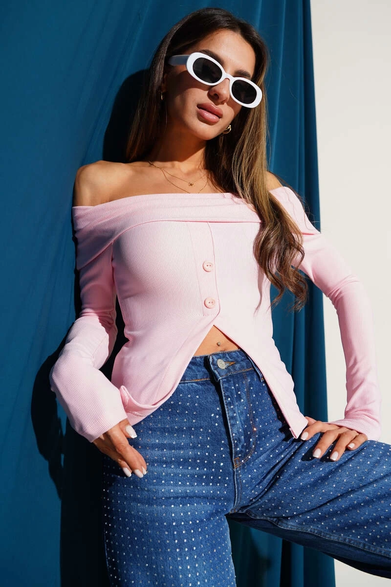 Madonna Yaka Düğme Detay Bluz - 0173