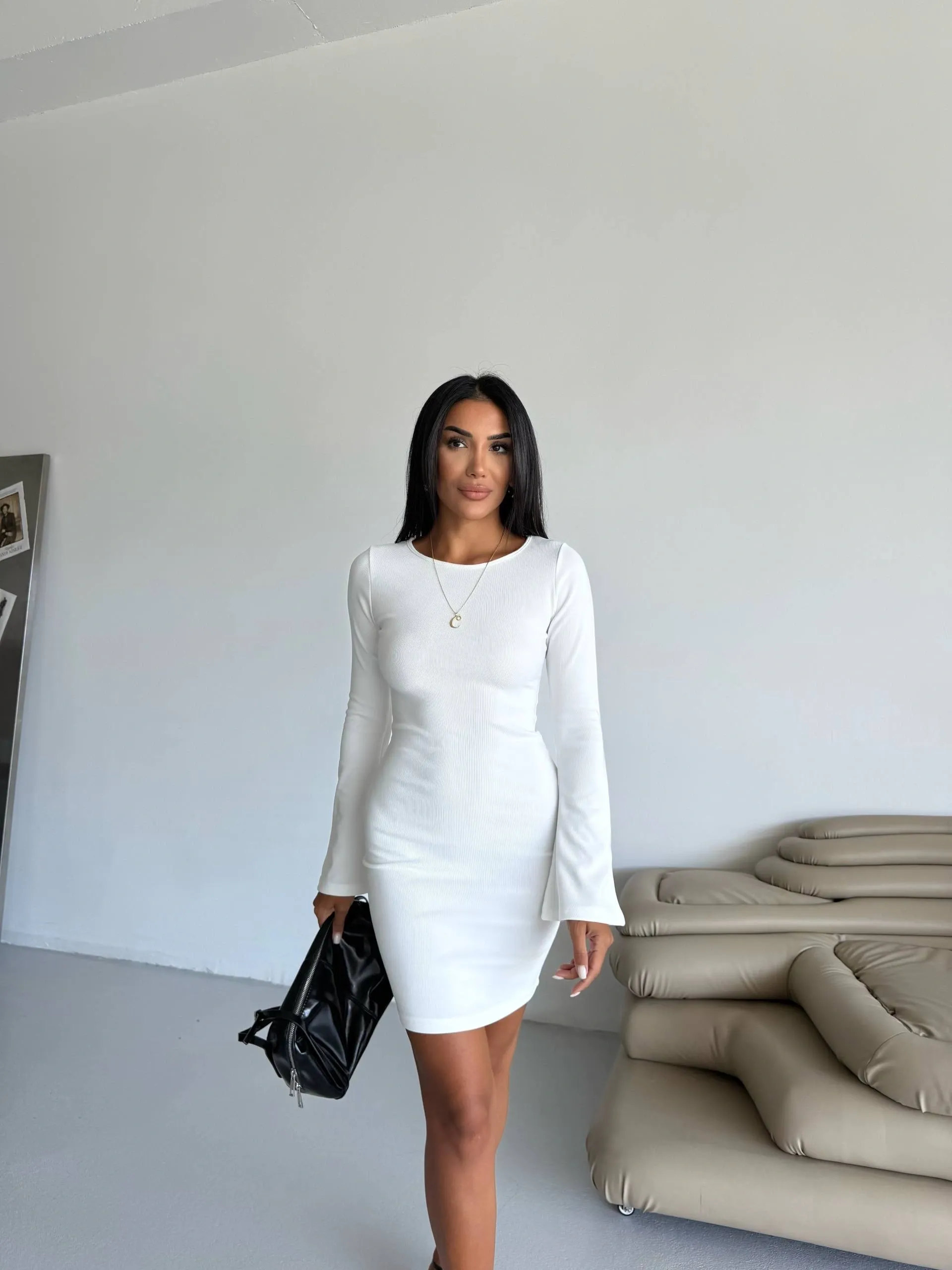 Prenses Kol Likralı Elbise - 0284