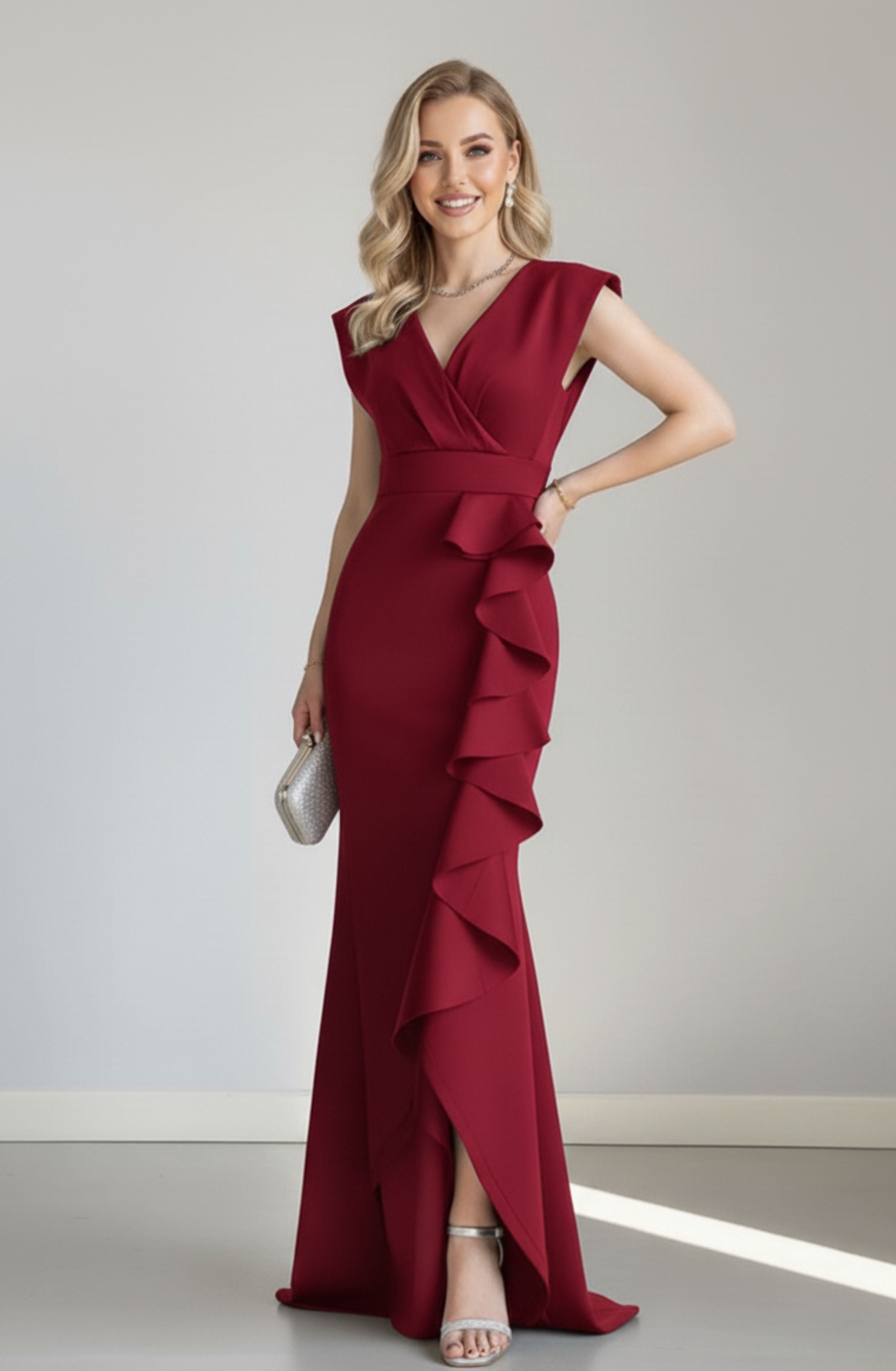 Kruvaze Yaka Abiye Elbise - 0215