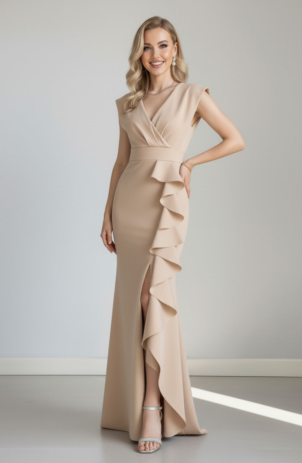 Kruvaze Yaka Abiye Elbise - 0216