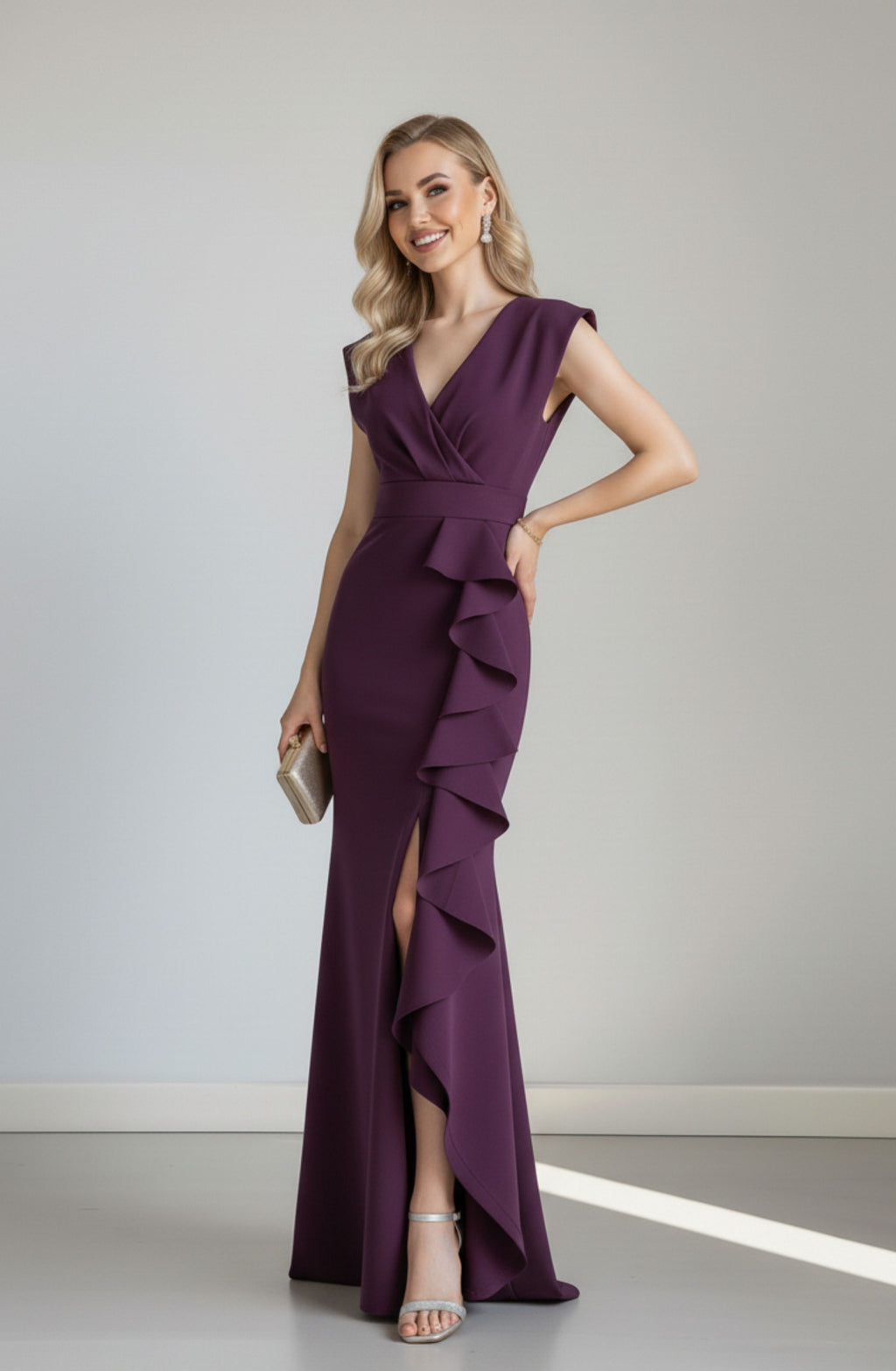 Kruvaze Yaka Abiye Elbise - 0217