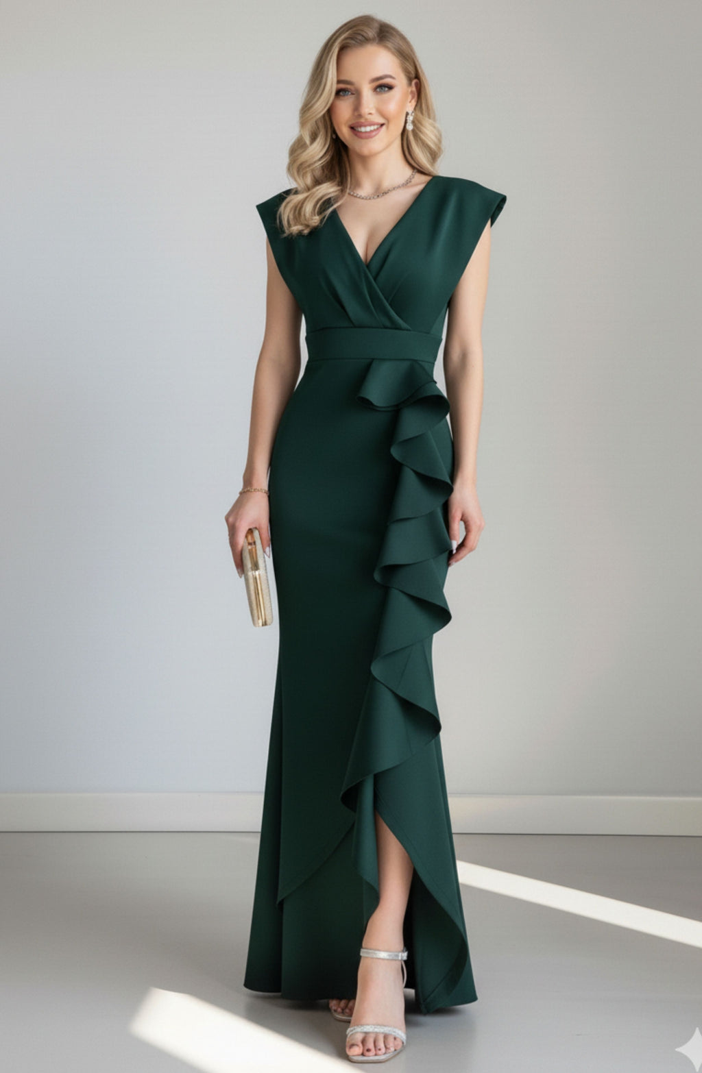 Kruvaze Yaka Abiye Elbise - 0218