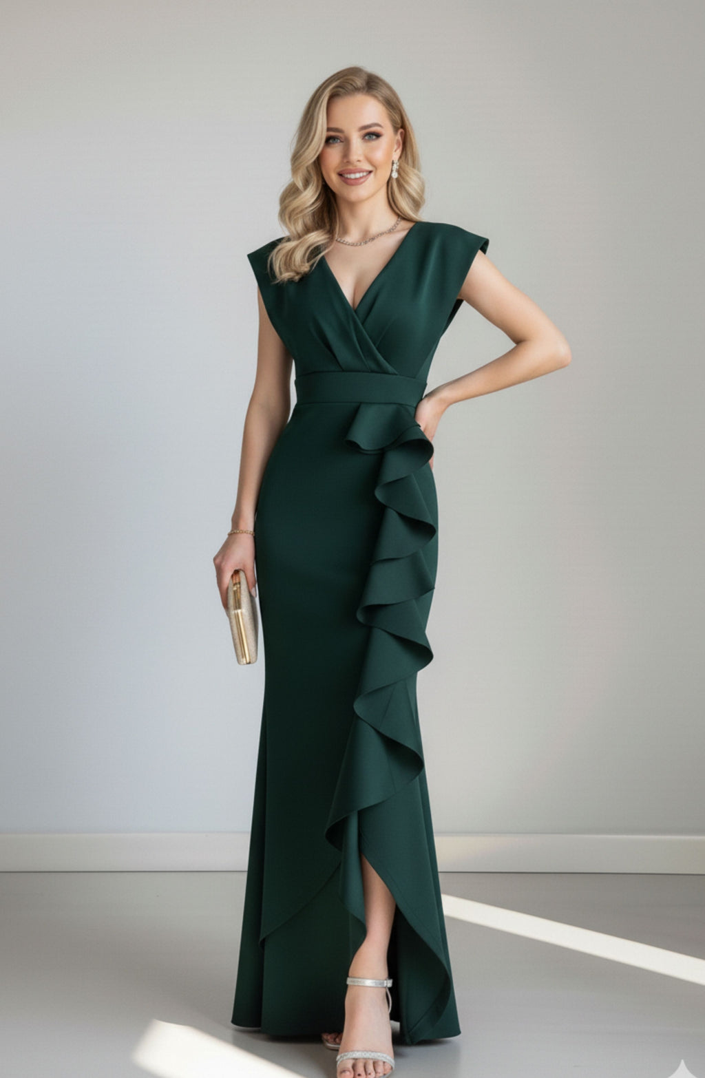 Kruvaze Yaka Abiye Elbise - 0218