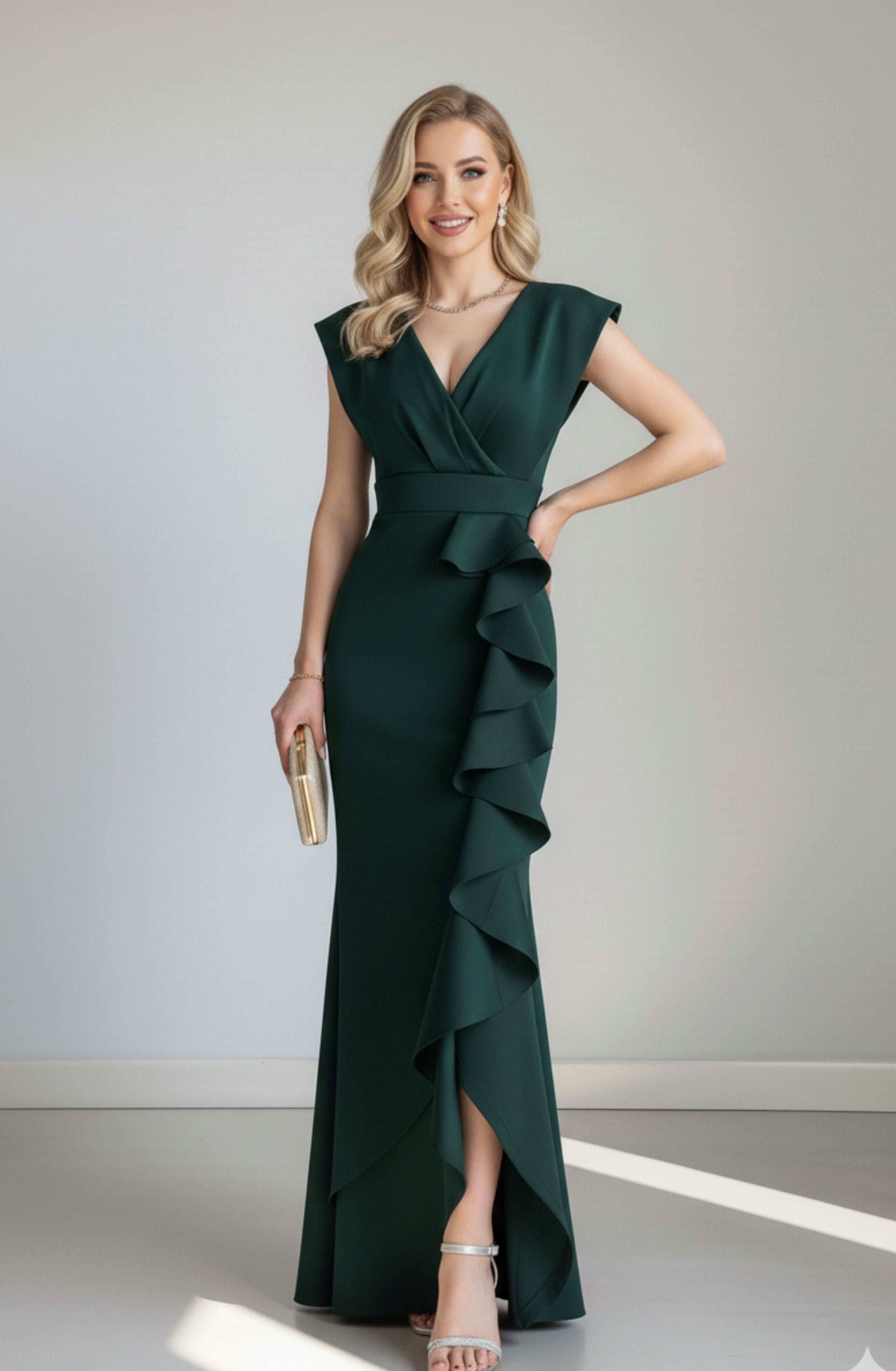 Kruvaze Yaka Abiye Elbise - 0218