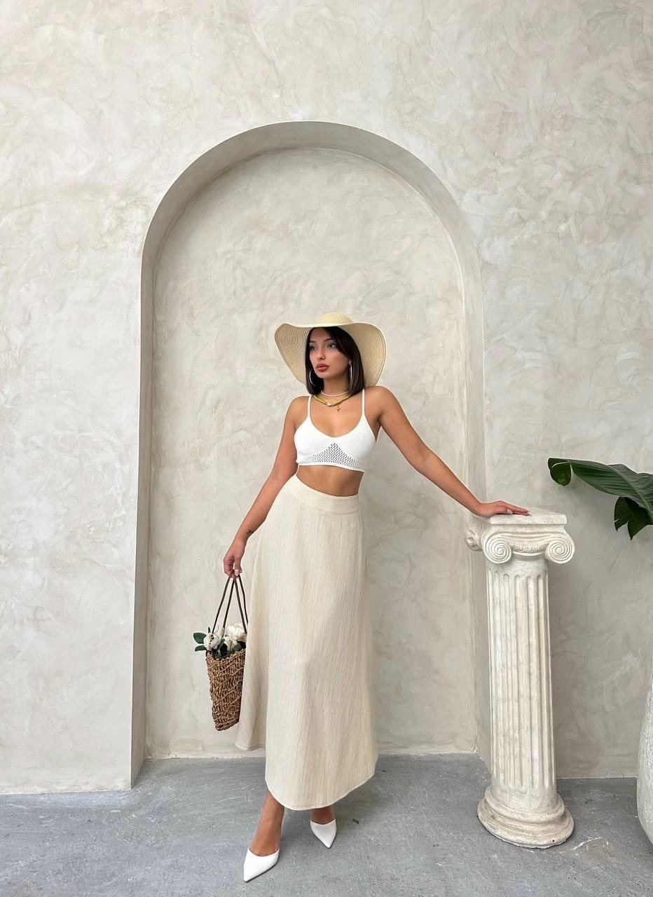 Uzun Astarlı Etek Yeni Sezon - 0185