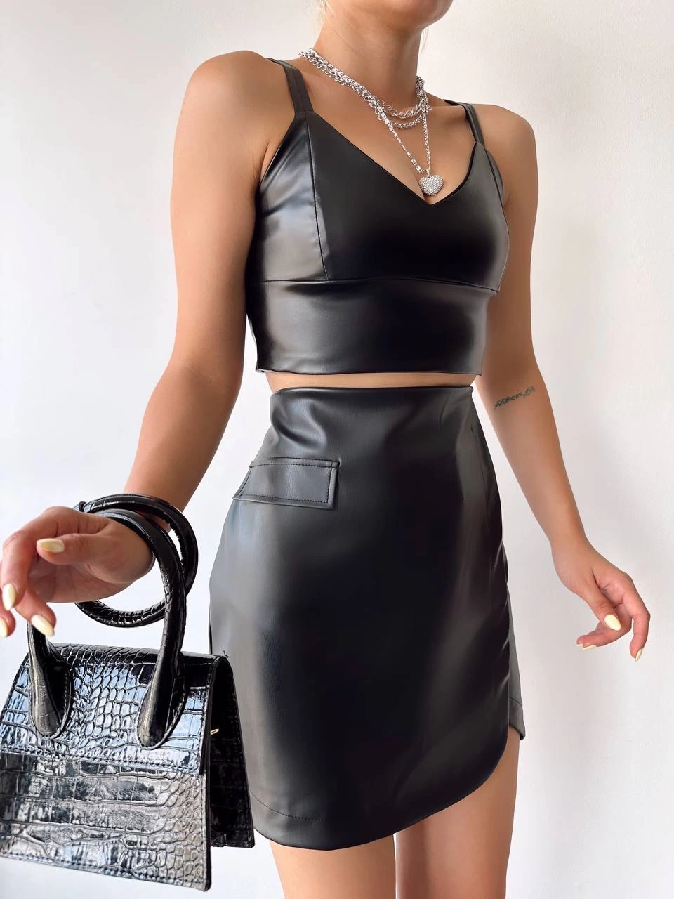 Cep Detaylı Deri Etek - 0151