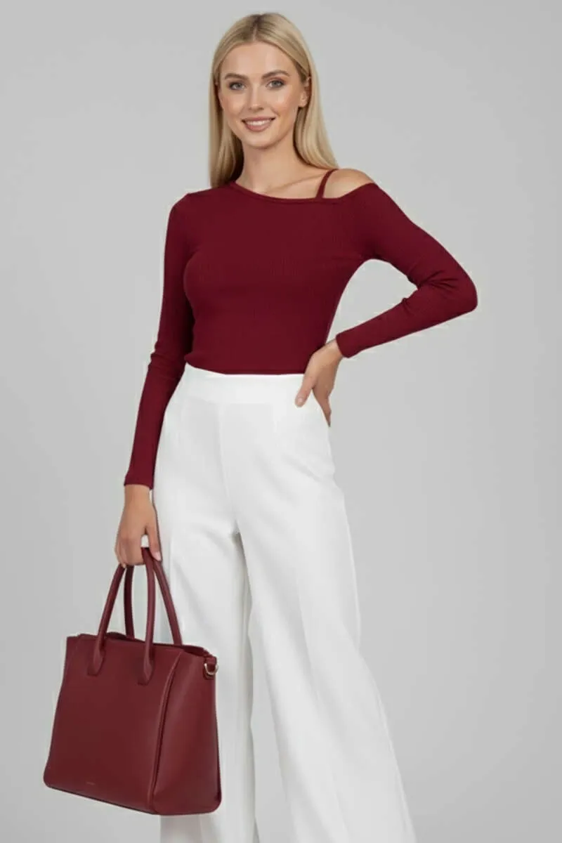 Tek Omuz Askı Detay Bluz - 0252