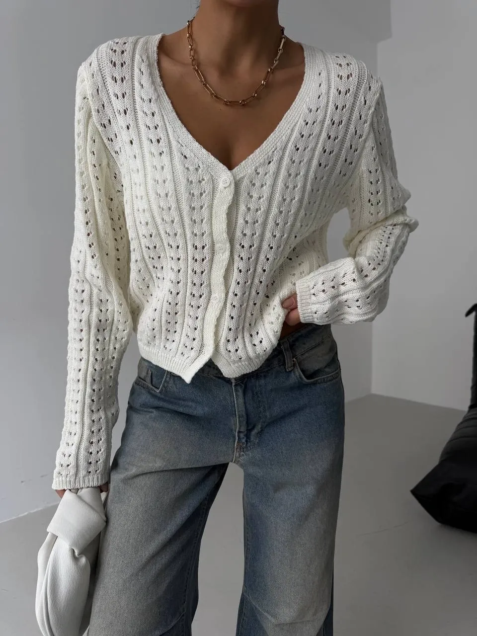 Kadın Örgü Detaylı Reglan Kol Triko Hırka Ceket - 0239