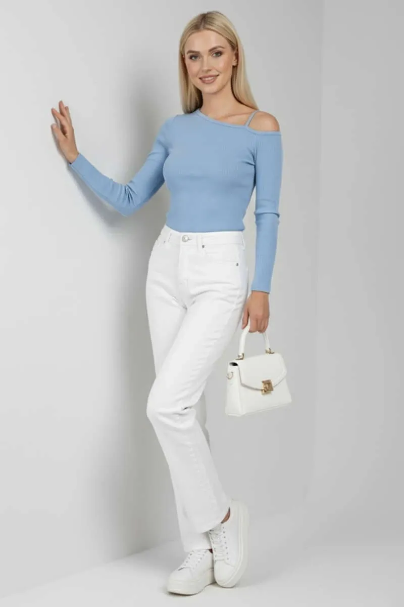 Tek Omuz Askı Detay Bluz - 0250