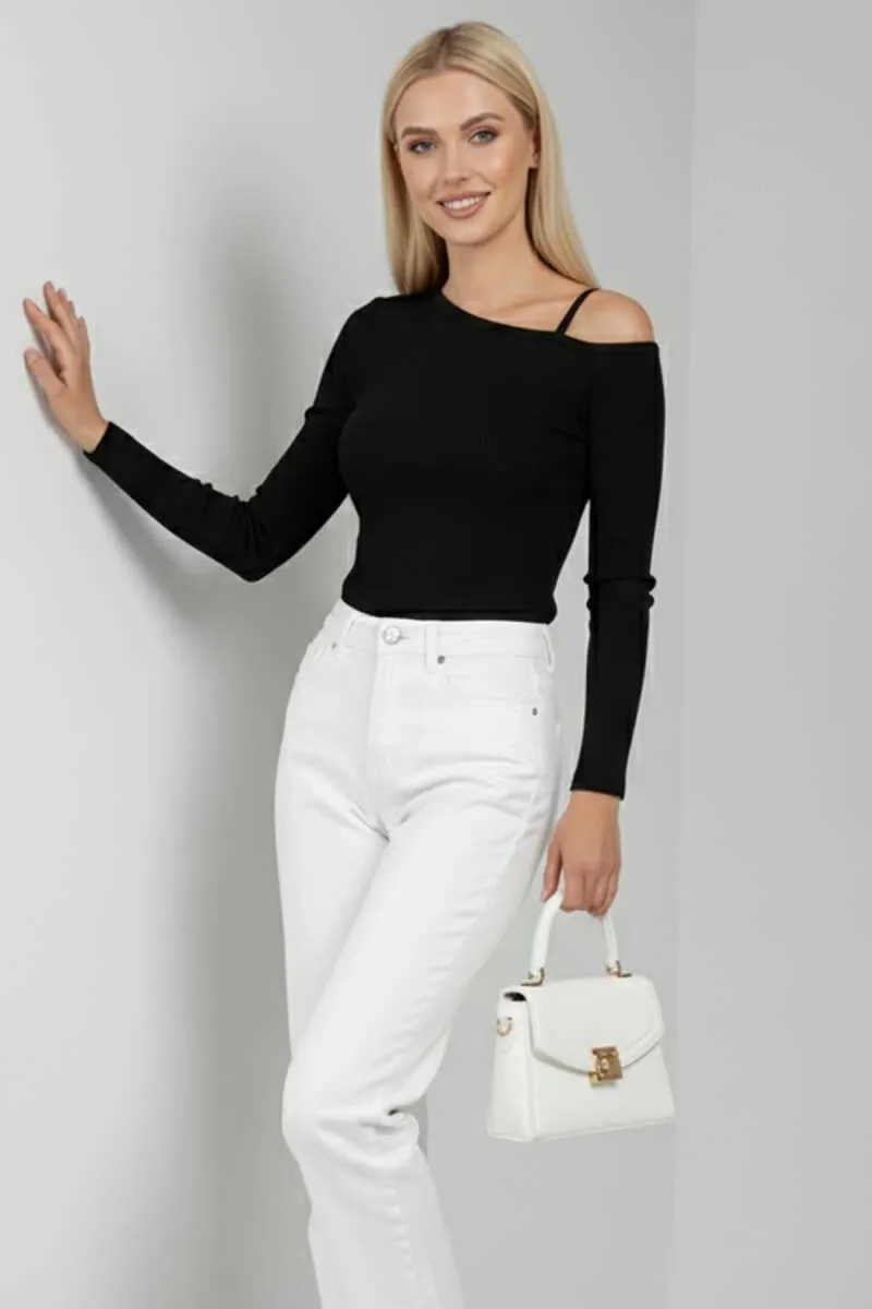 Tek Omuz Askı Detay Bluz - 0253