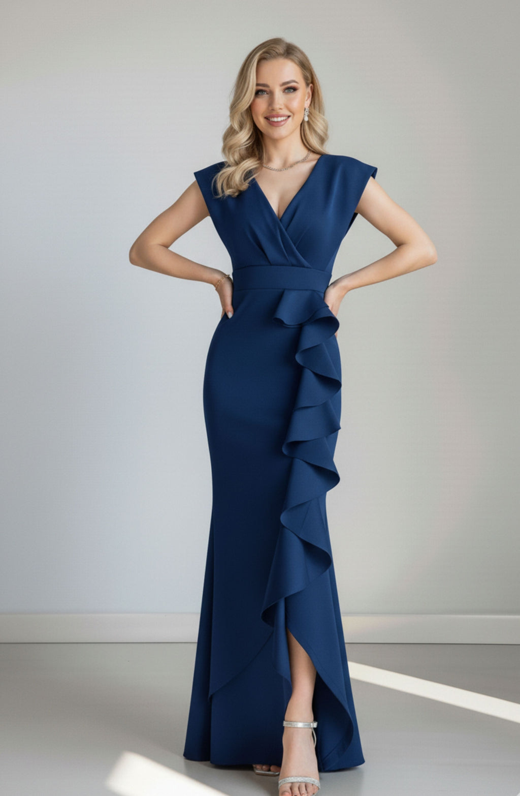 Kruvaze Yaka Abiye Elbise - 0219