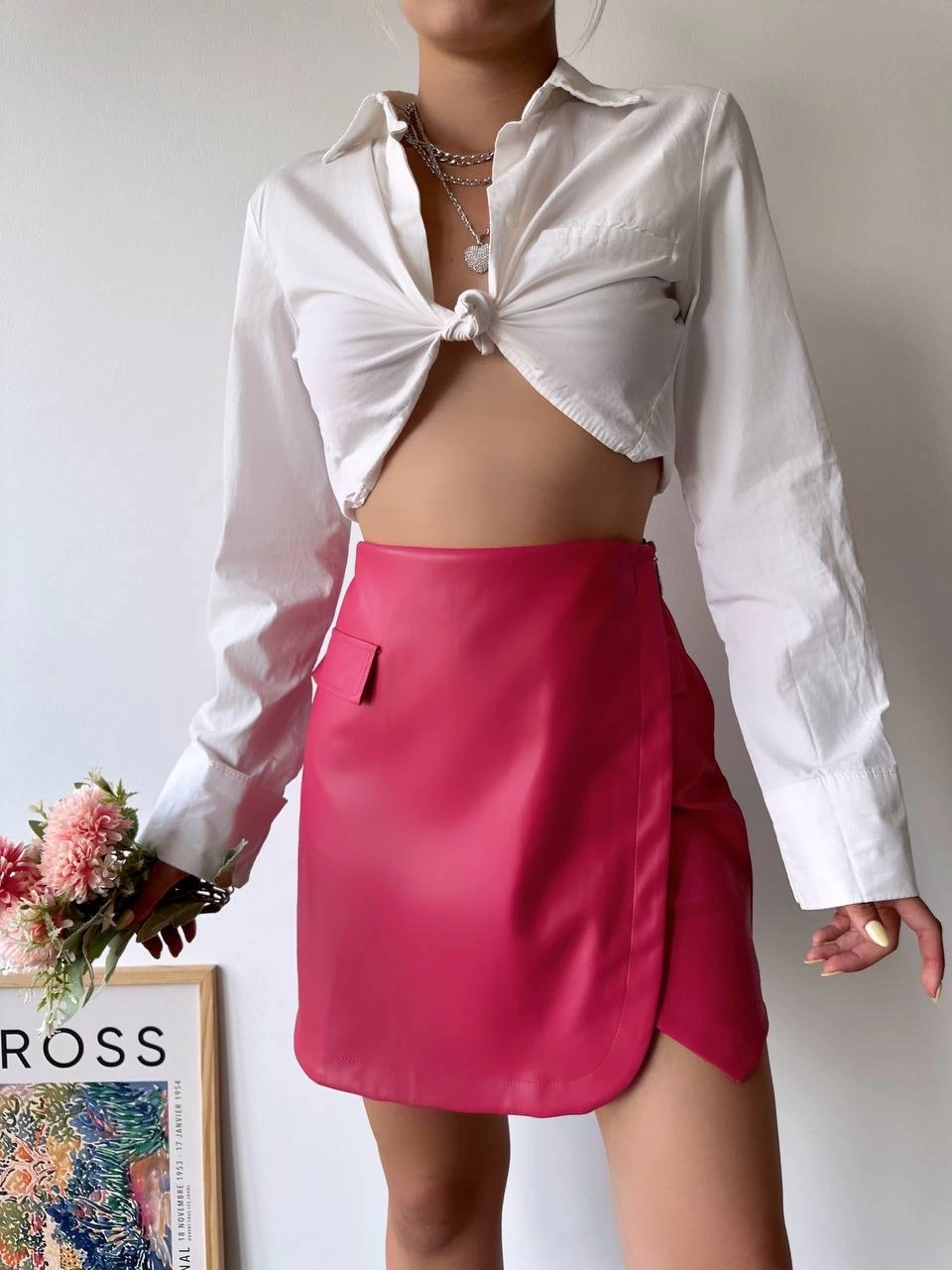 Cep Detaylı Deri Etek - 0153