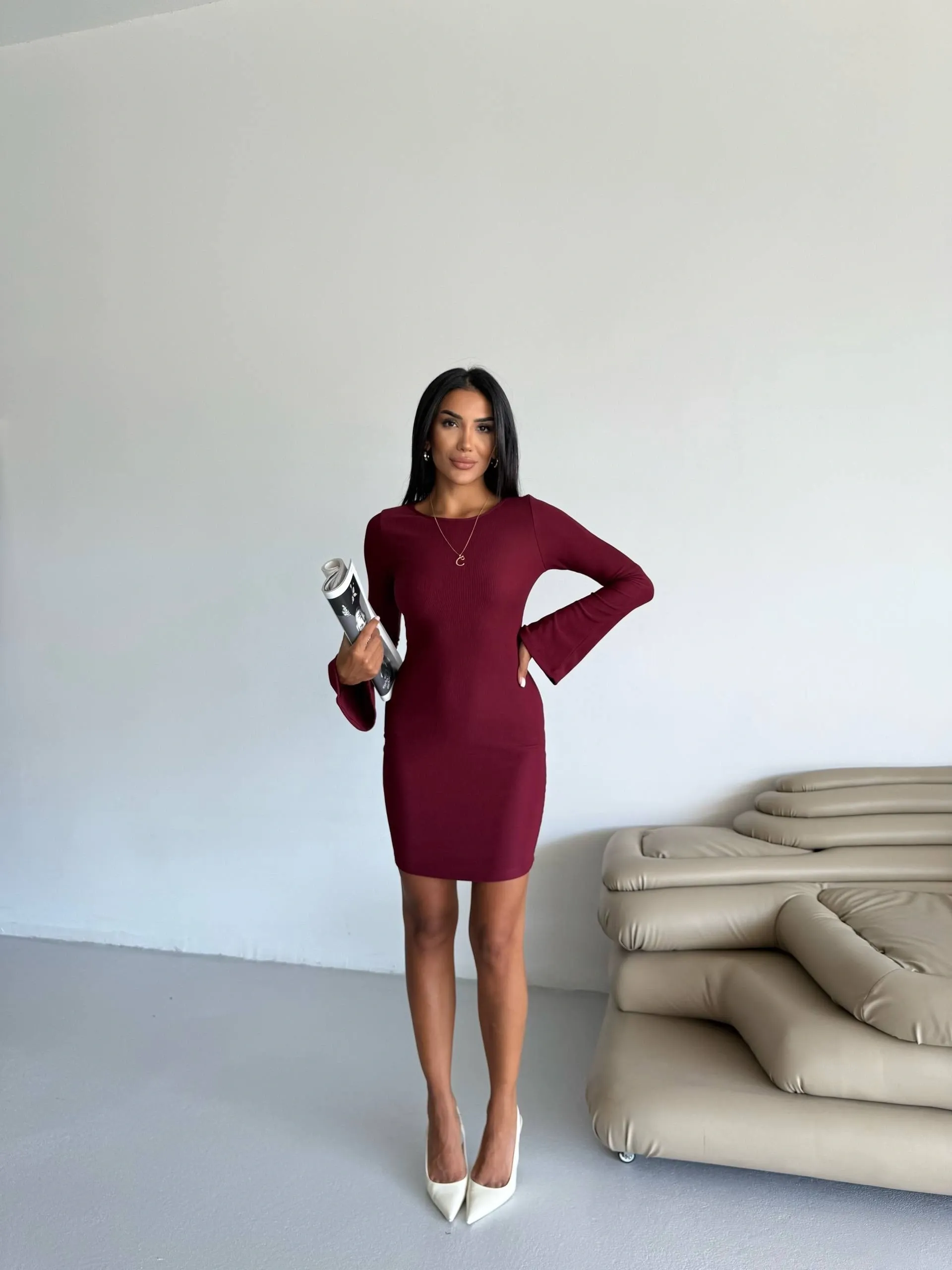 Prenses Kol Likralı Elbise - 0286