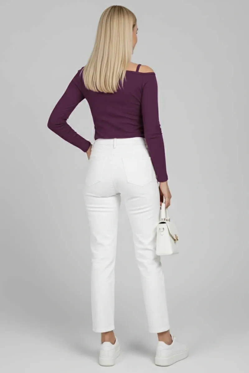 Tek Omuz Askı Detay Bluz - 0251