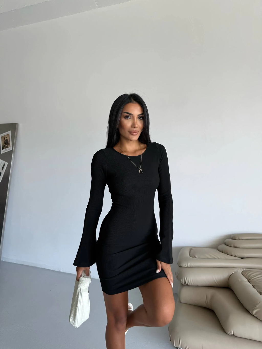 Prenses Kol Likralı Elbise - 0285