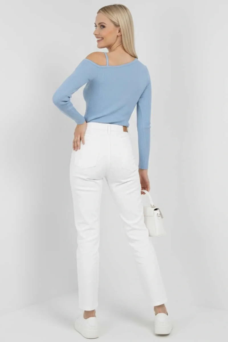 Tek Omuz Askı Detay Bluz - 0250