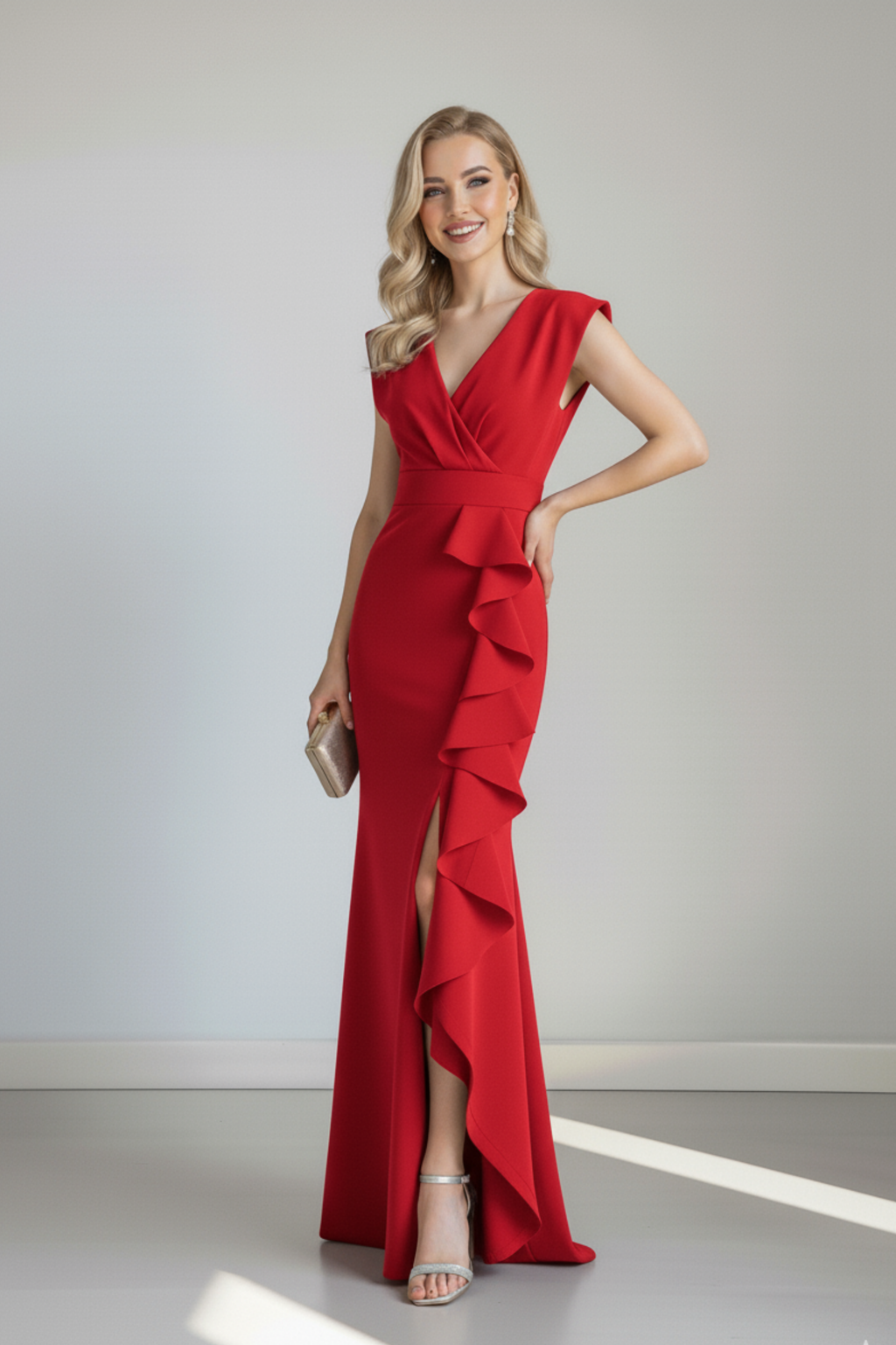 Kruvaze Yaka Abiye Özel Gece Nikah Elbise - 0225