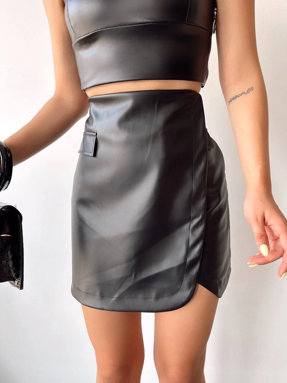 Cep Detaylı Deri Etek - 0151