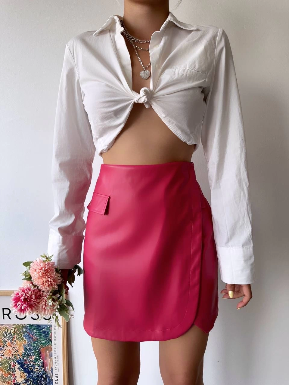 Cep Detaylı Deri Etek - 0153