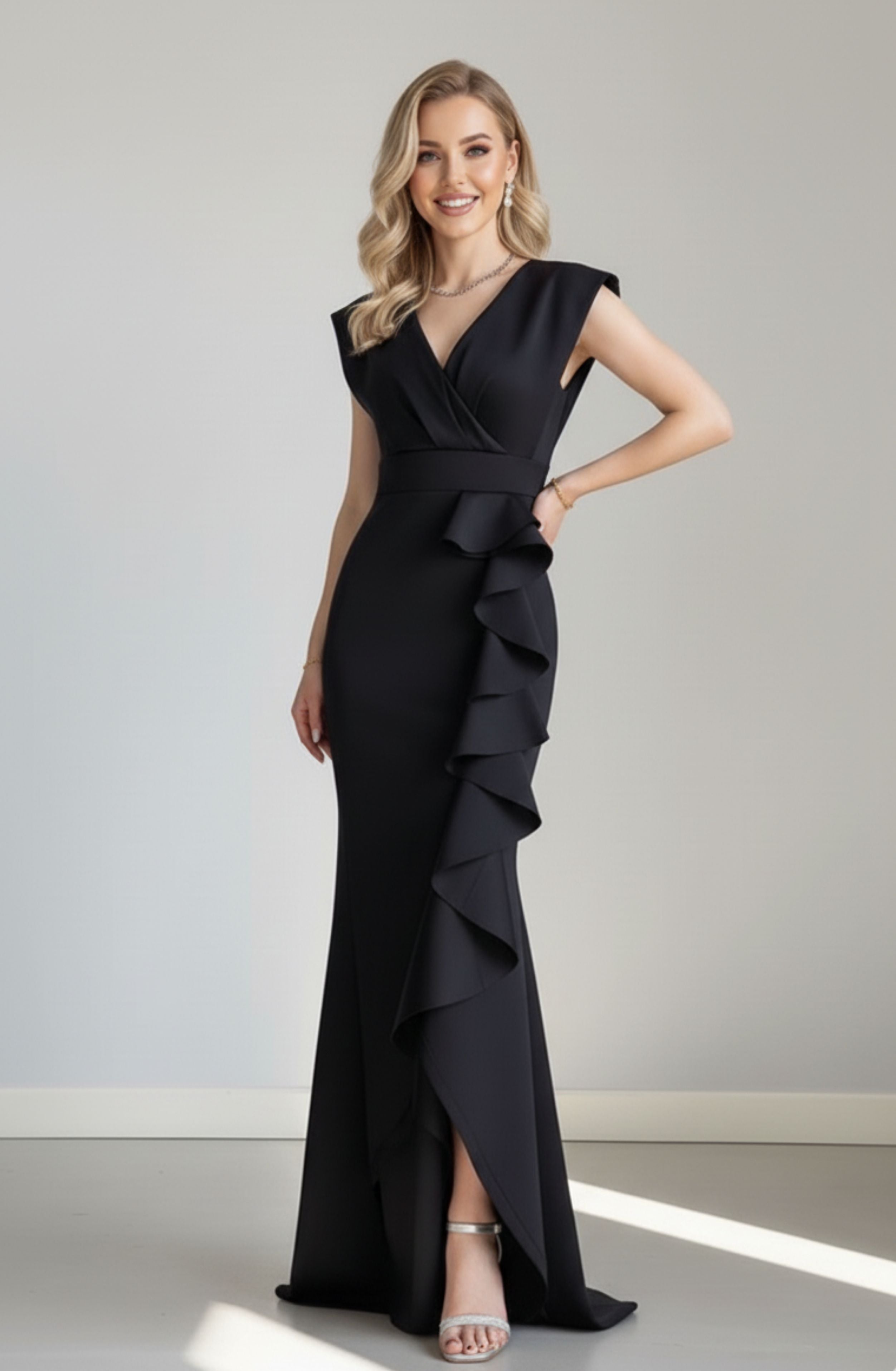 Kruvaze Yaka Abiye Elbise - 0214