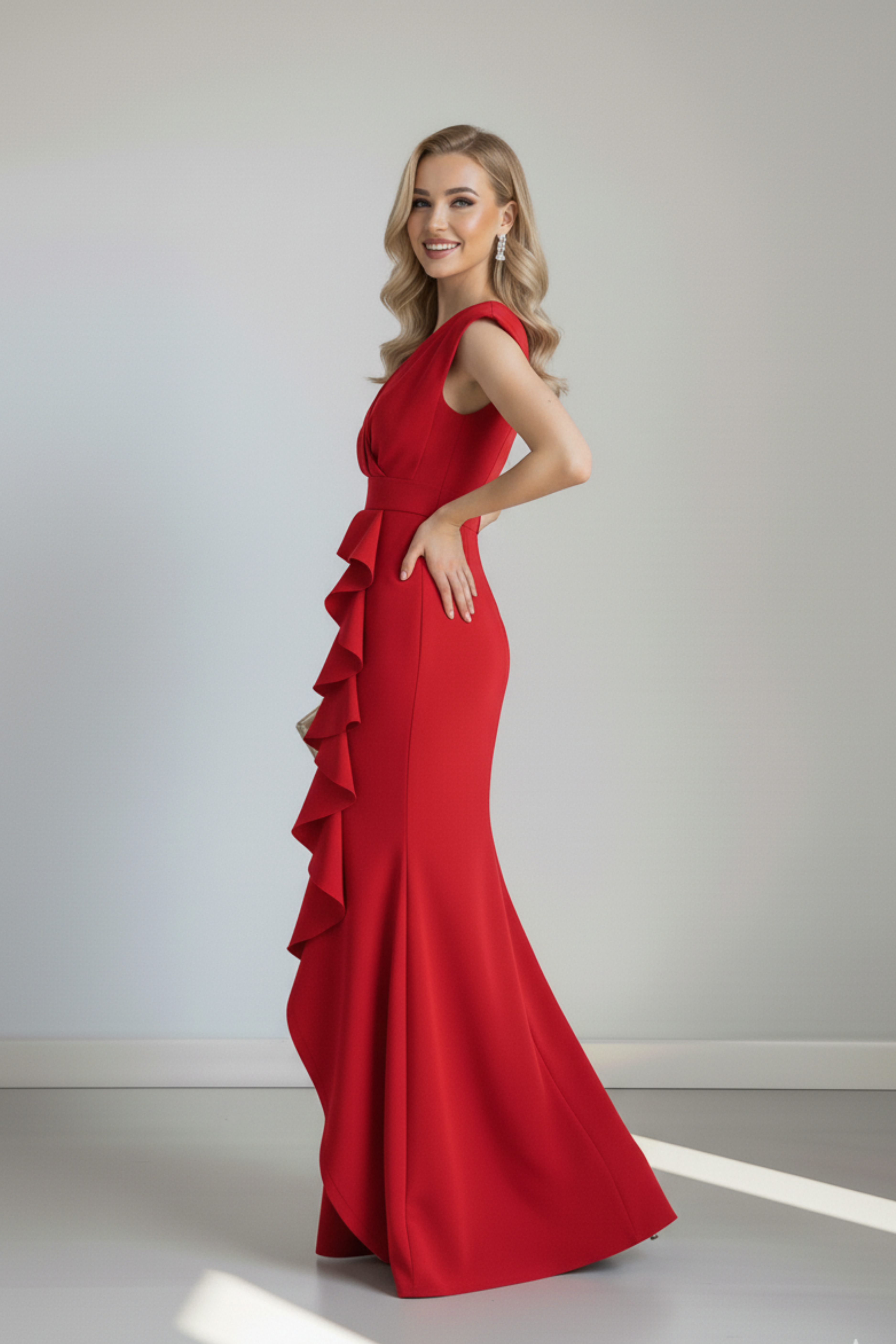 Kruvaze Yaka Abiye Özel Gece Nikah Elbise - 0225