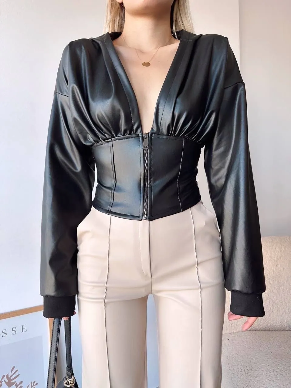 Kapuşonlu Yarım Fermuar Ceket - 0274