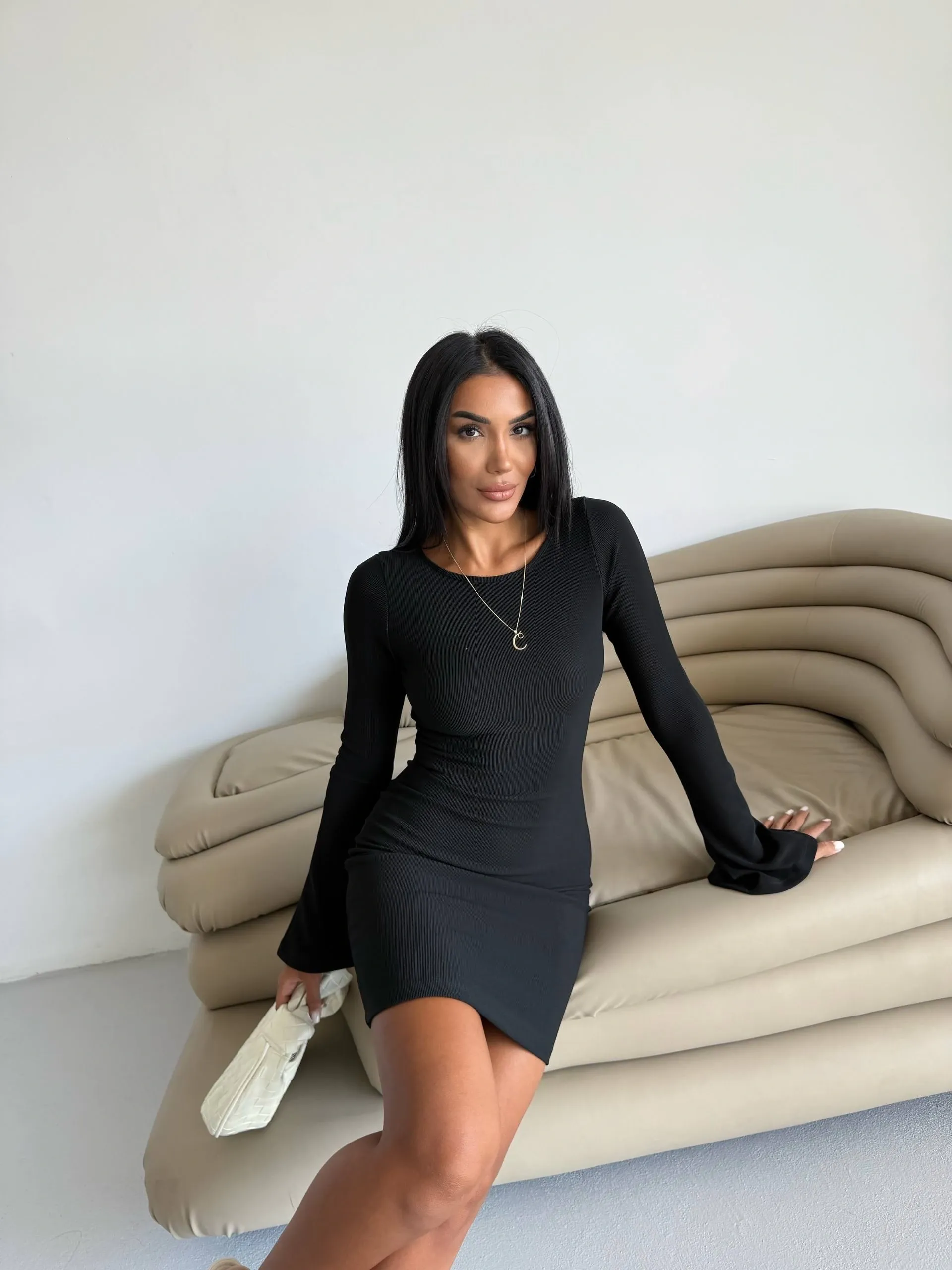 Prenses Kol Likralı Elbise - 0285