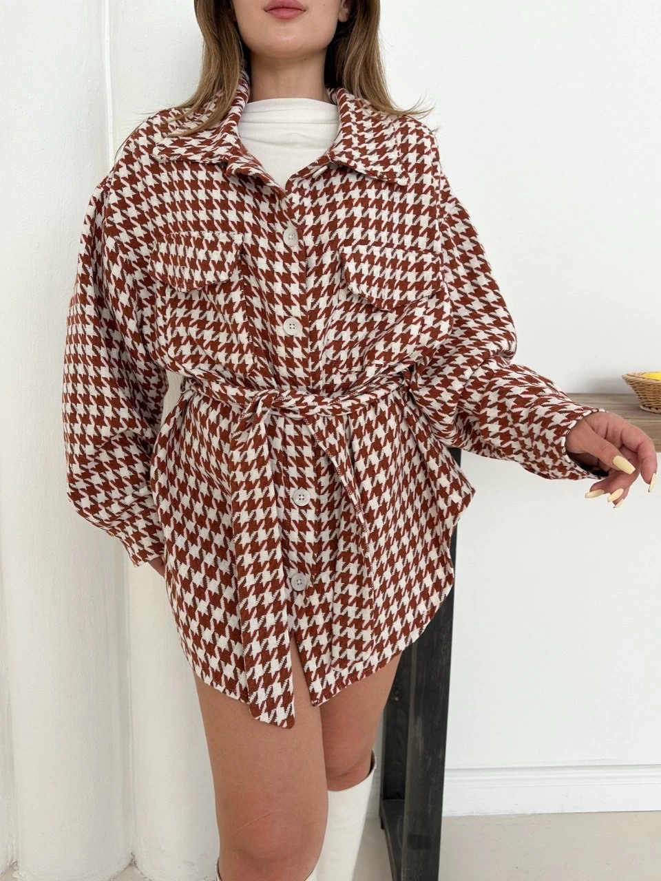 Kaşe Uzun Gömlek Yeni Sezon - 0200