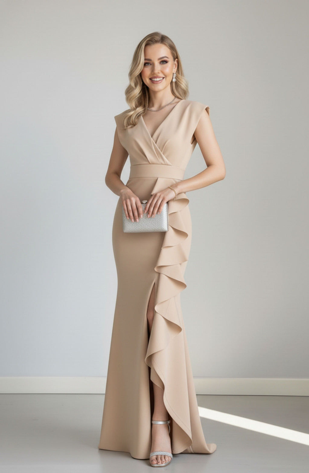 Kruvaze Yaka Abiye Elbise - 0216